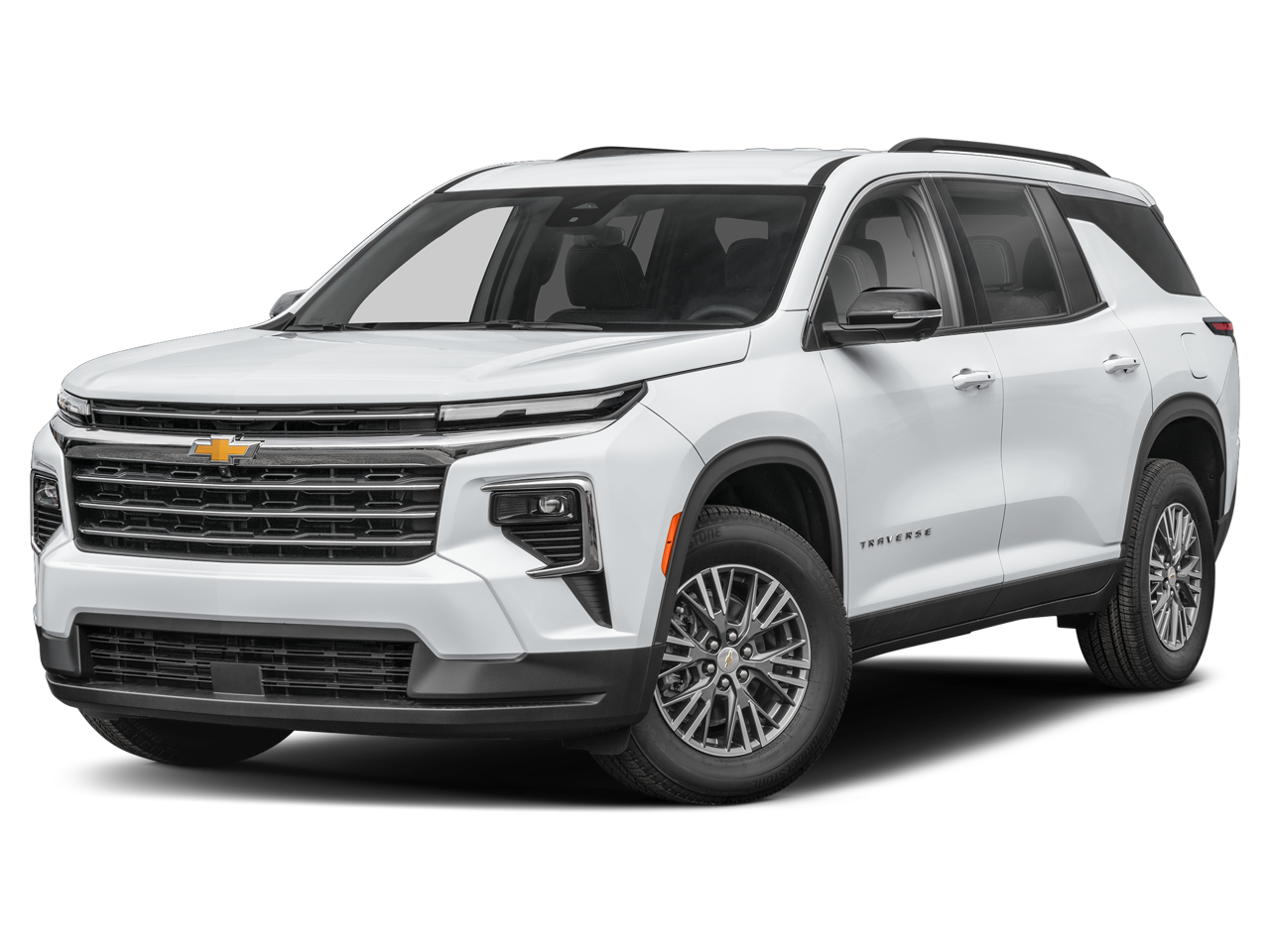 2025 Chevrolet Traverse LT in Summit White — front three-quarter view
